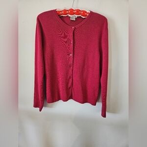 TALBOTS WOMEN'S RED BUTTON-DOWN LONG SLEEVED CARDIGAN SIZE SMALL
